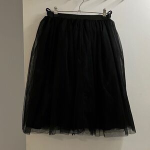 Chic Black Tulle A-Line Skirt